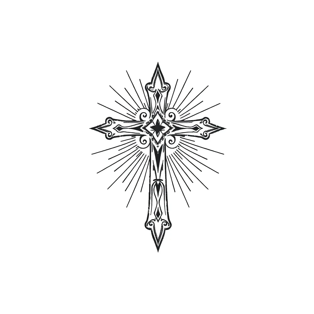 Tatouage croix en style minimaliste