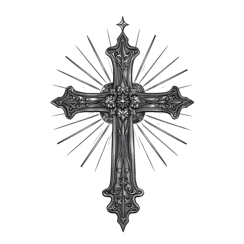 Tatouage croix en style réaliste, design généré par IA