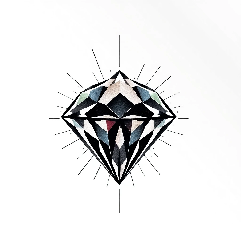Tatouage diamant en style abstrait, design généré par IA