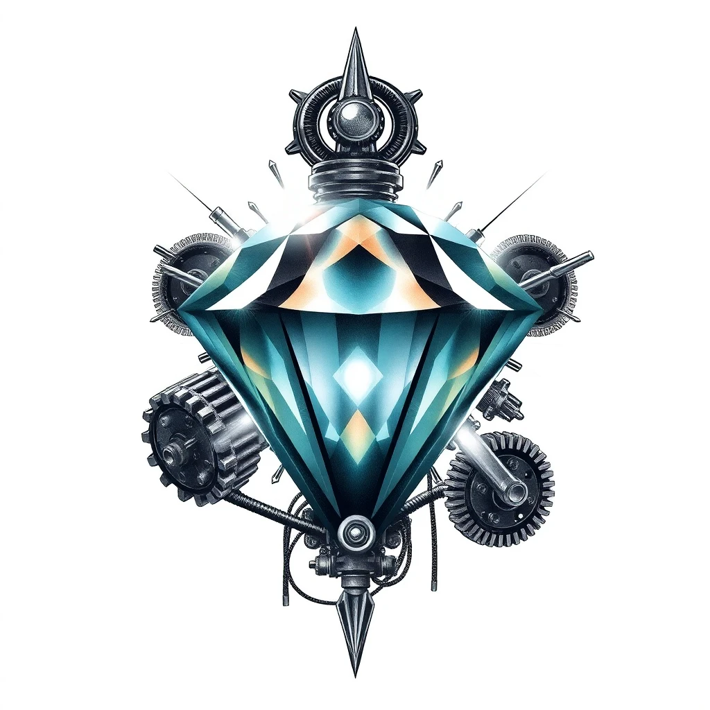 Tatouage diamant en style biomécanique, design généré par IA