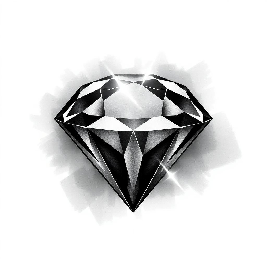 Tatouage diamant en style black and gray, design généré par IA