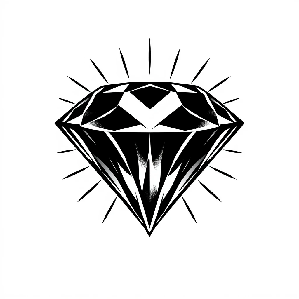 Tatouage diamant en style blackwork