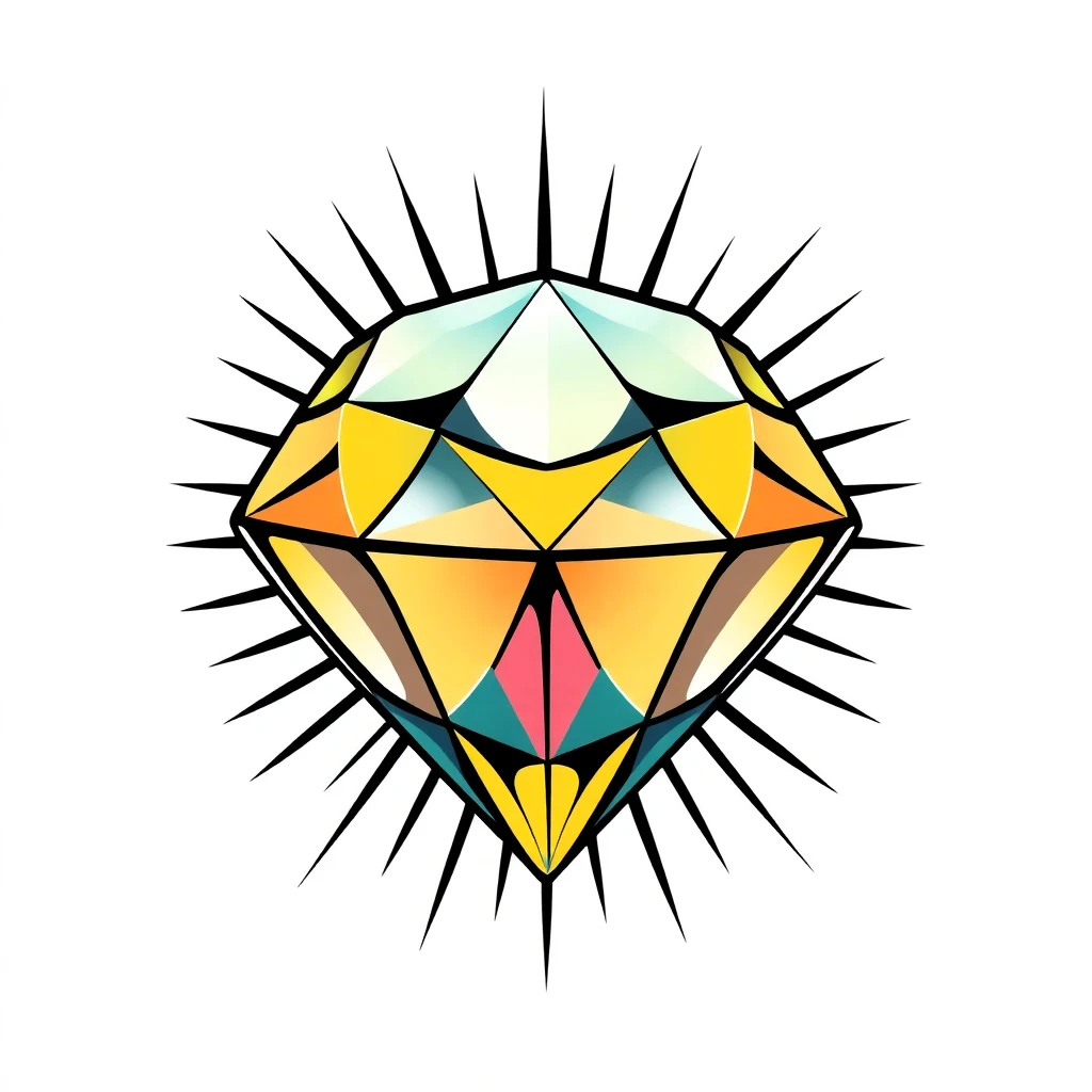 Tatouage diamant en style cartoon, design généré par IA