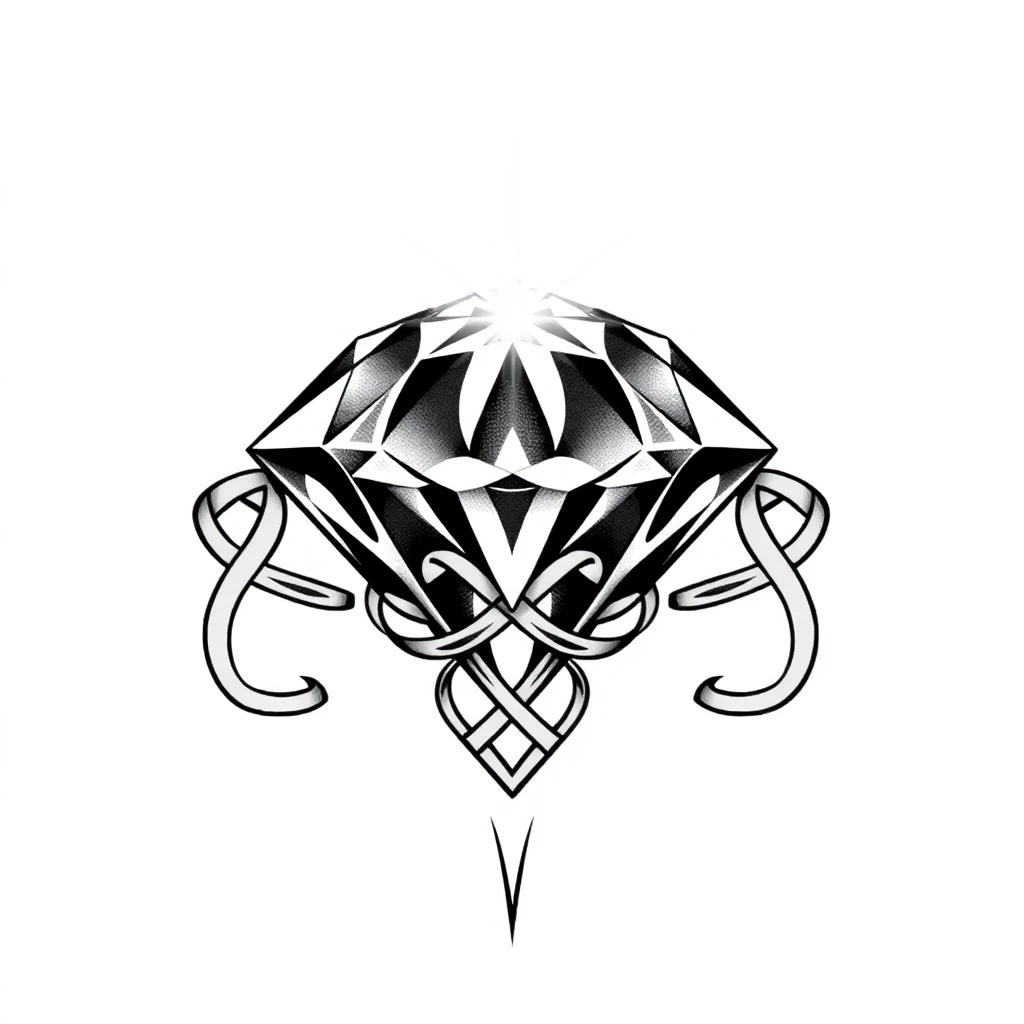 Tatouage diamant en style celtique, design généré par IA
