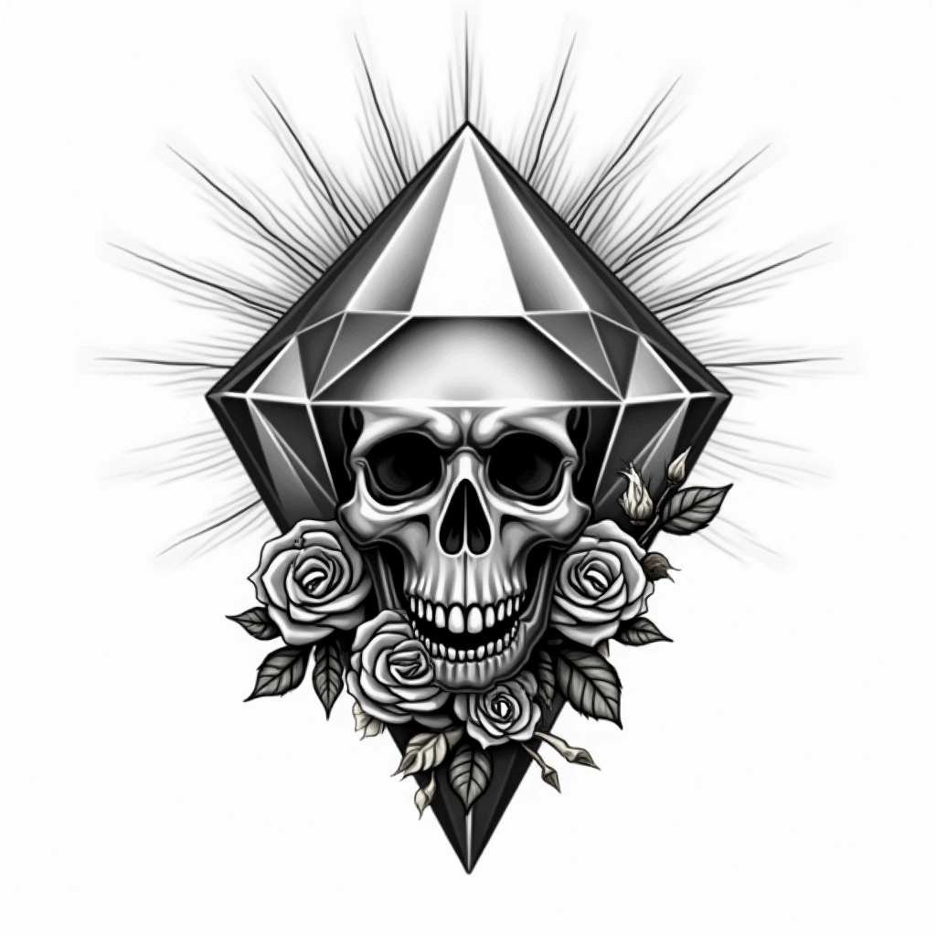 Tatouage diamant en style chicano, design généré par IA