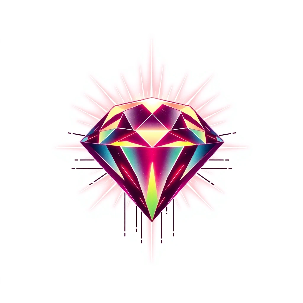Tatouage diamant en style cyberpunk, design généré par IA