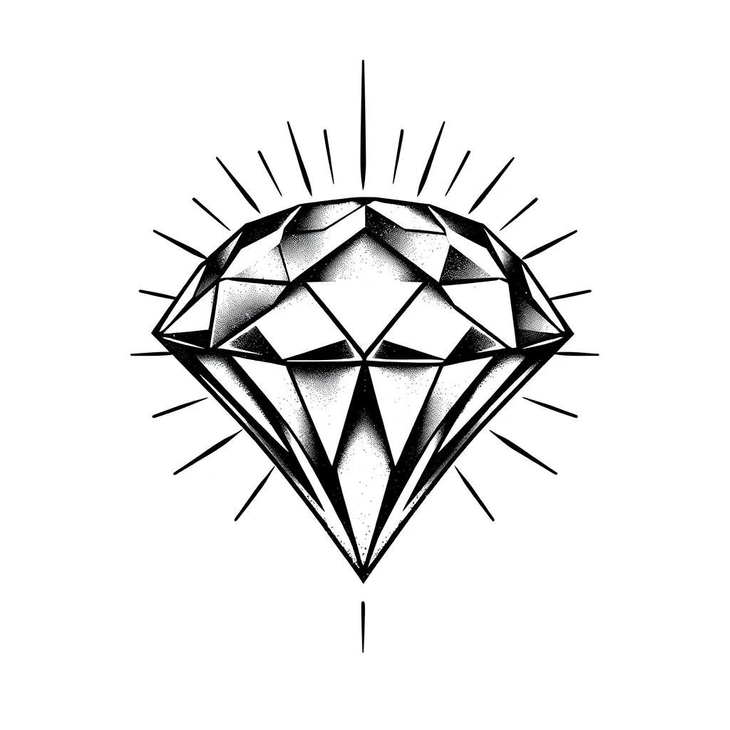 Tatouage diamant en style dotwork