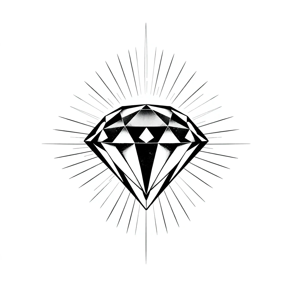 Tatouage diamant en style géométrique