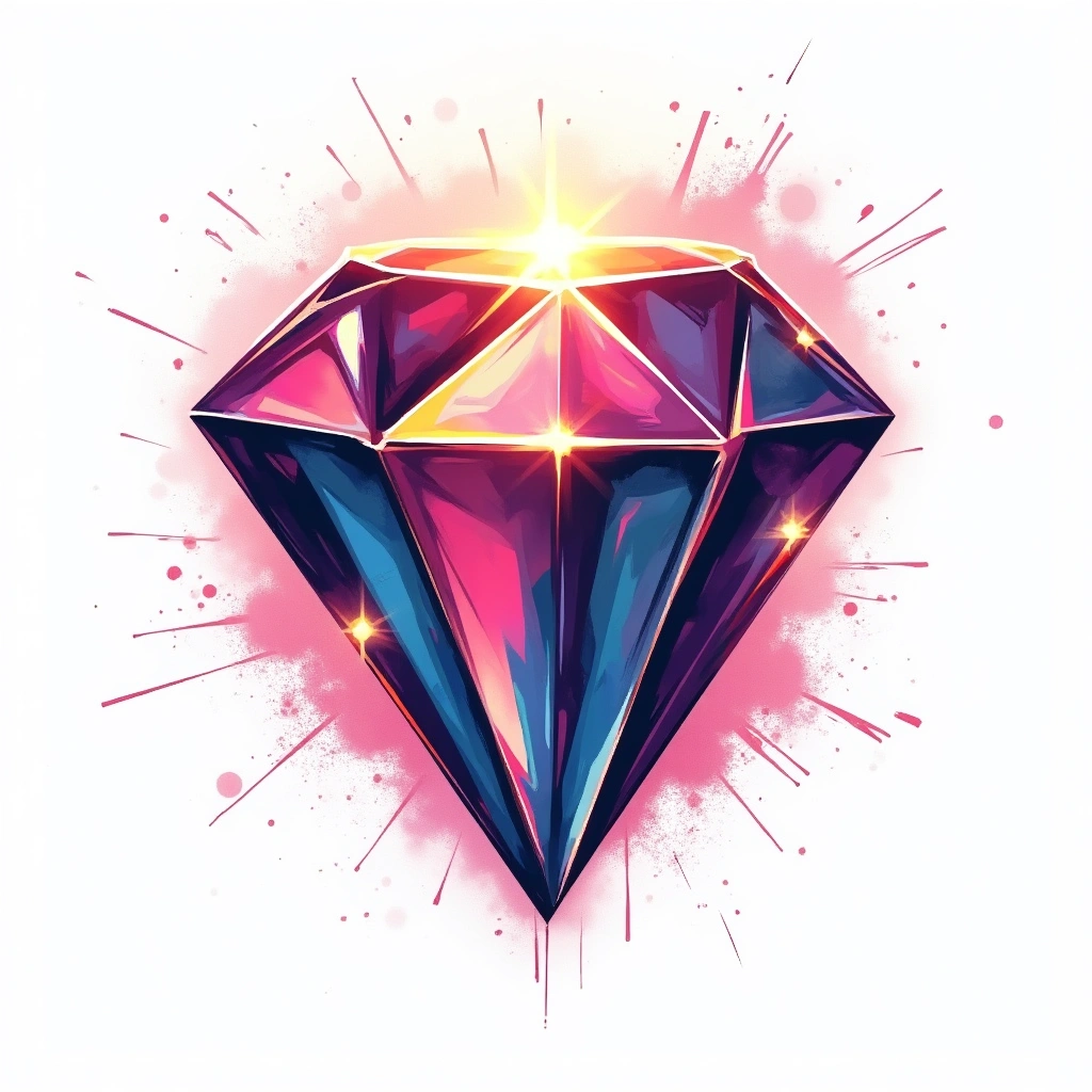 Tatouage diamant en style graffiti, design généré par IA