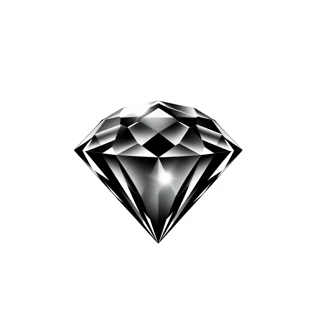 Tatouage diamant en style noir et blanc, design généré par IA