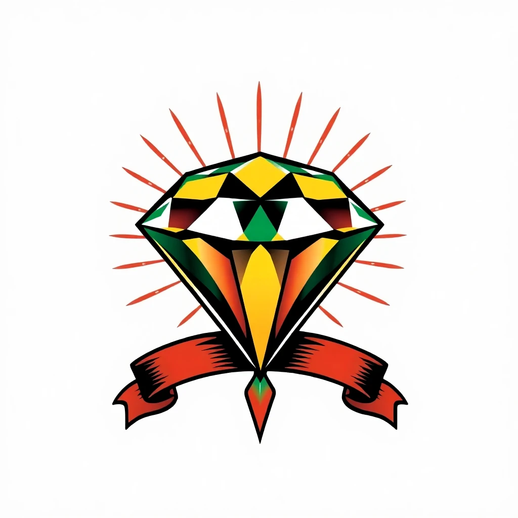 Tatouage diamant en style old school, design généré par IA