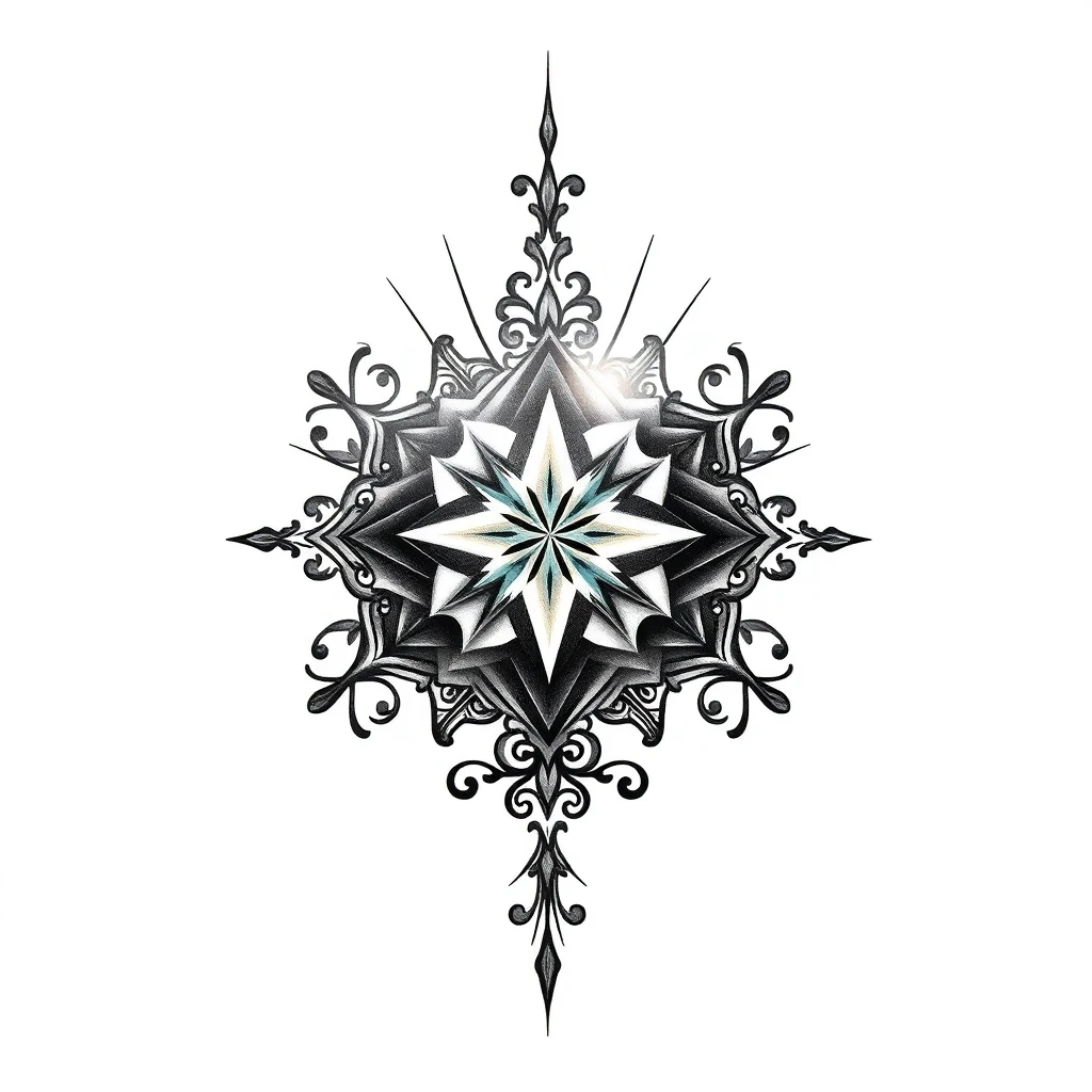 Tatouage diamant en style ornemental, design généré par IA