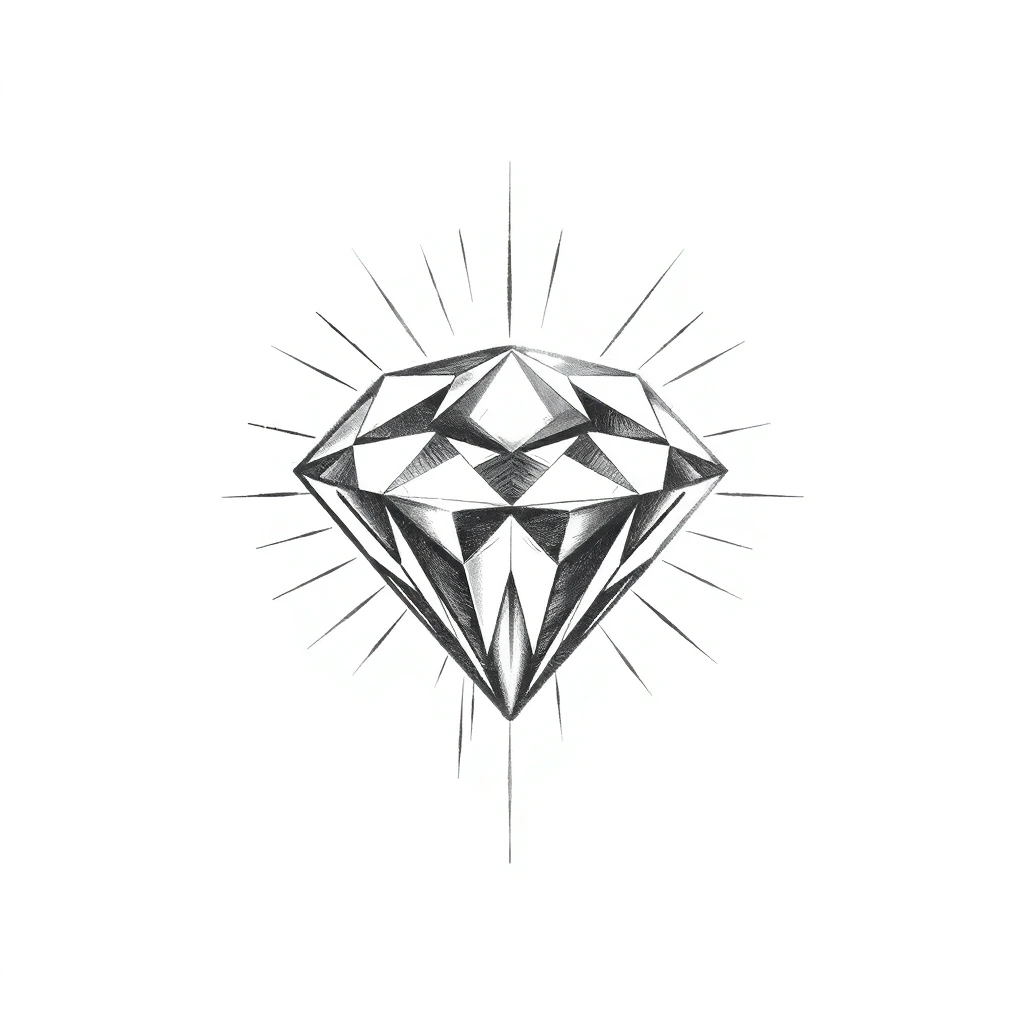 Tatouage diamant en style sketch, design généré par IA