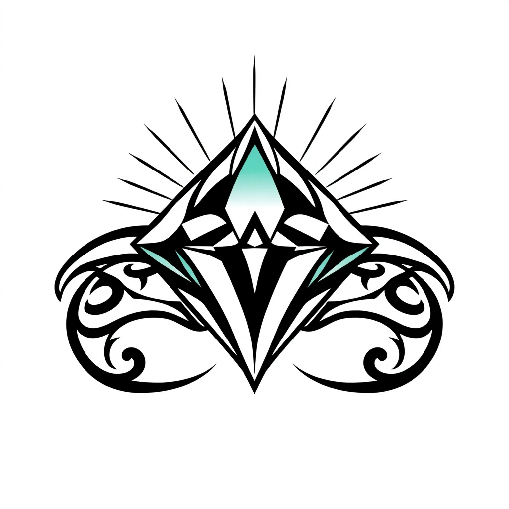 Tatouage diamant en style tribal, design généré par IA