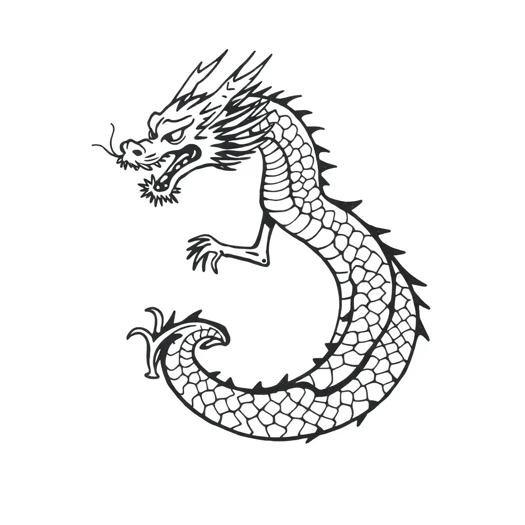 Tatouage dragon en style abstrait, design généré par IA