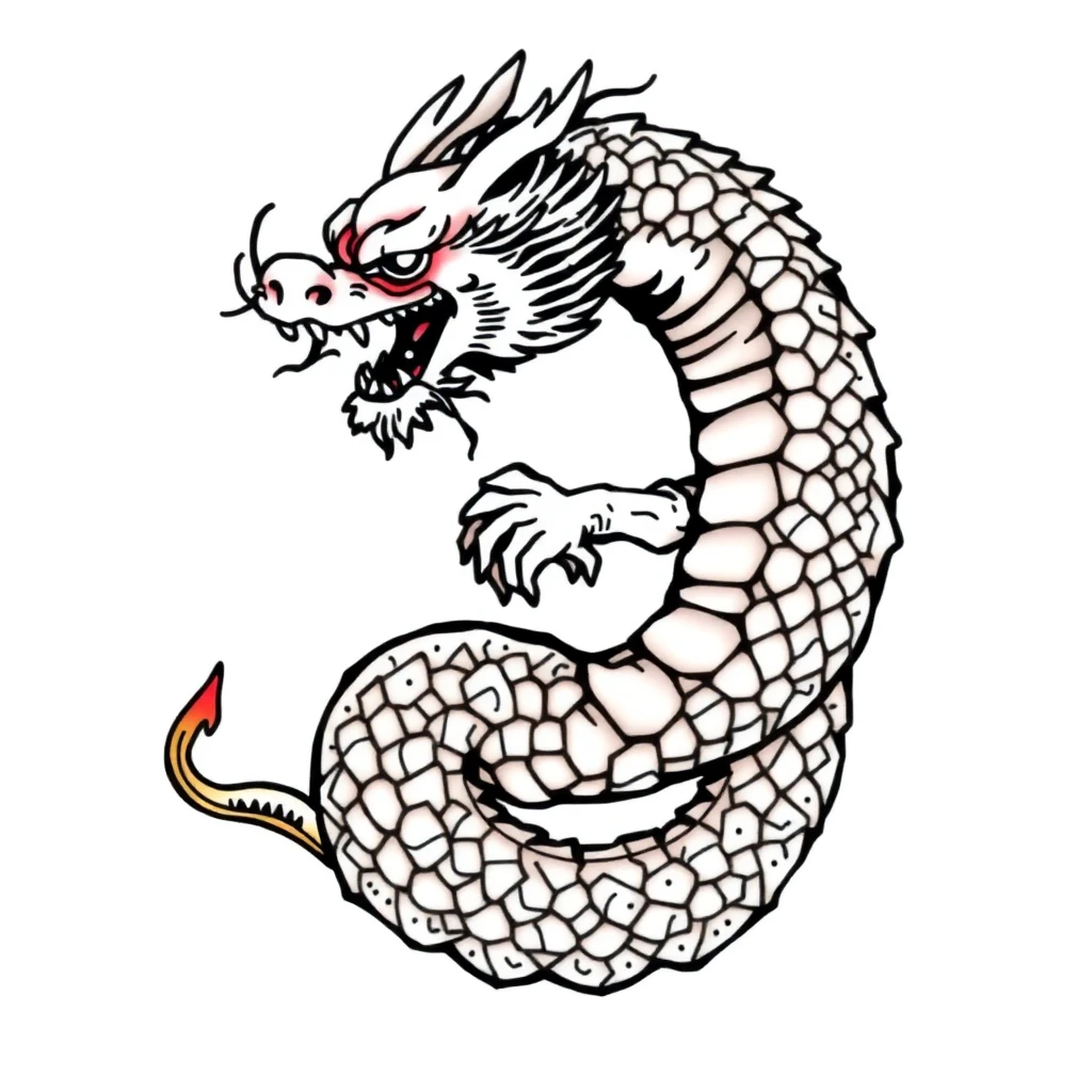 Tatouage dragon en style anime, design généré par IA