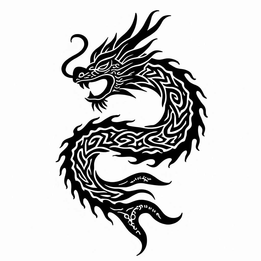 Tatouage dragon en style maori, design généré par IA
