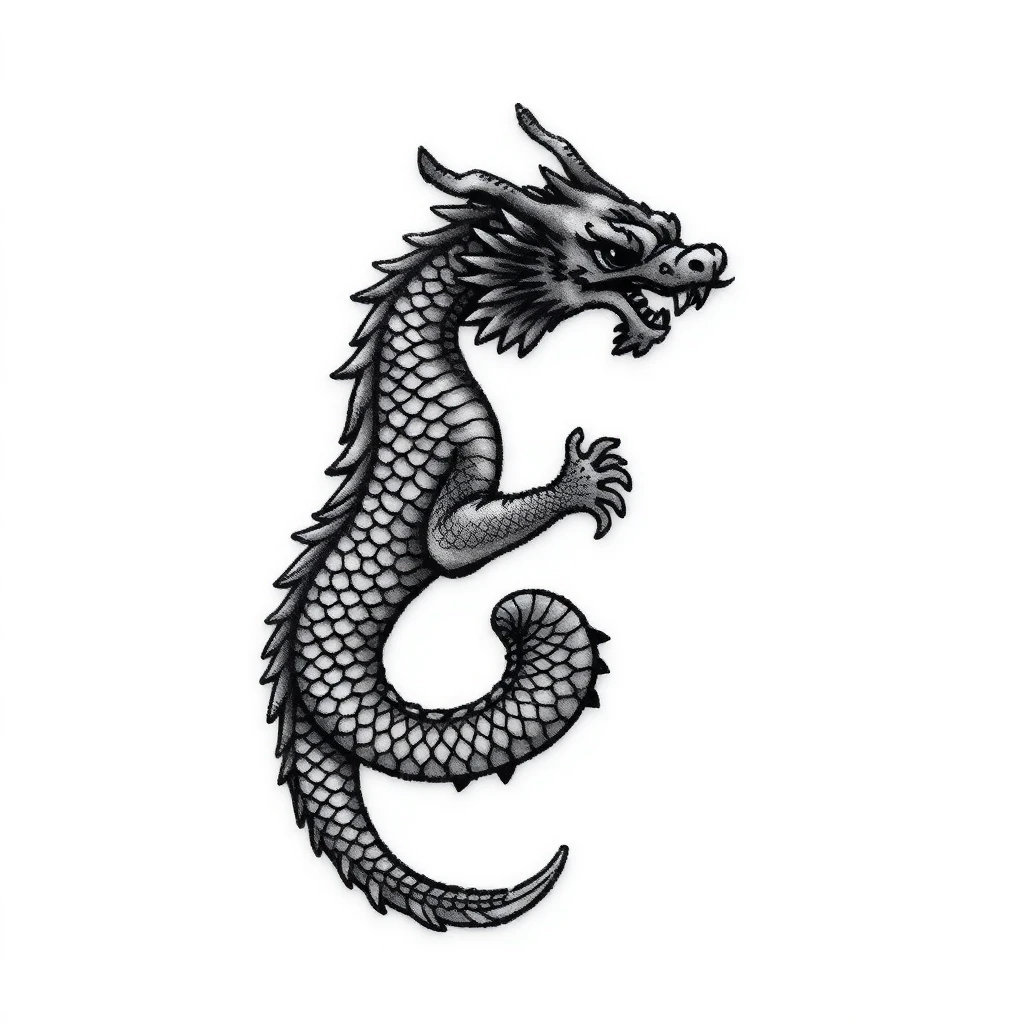 Tatouage dragon en style micro-réalisme, design généré par IA