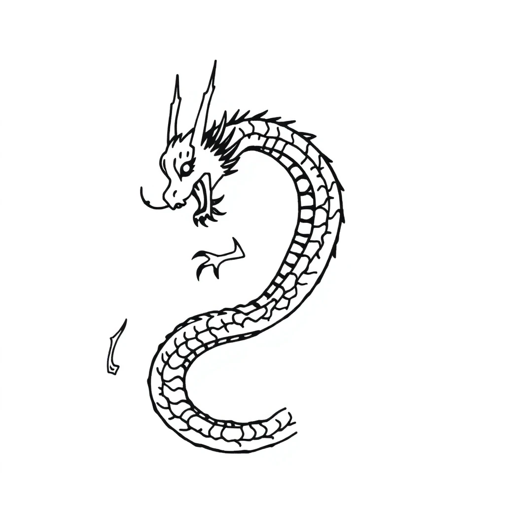Idée de tatouage dragon en style minimaliste, adaptable au sternum