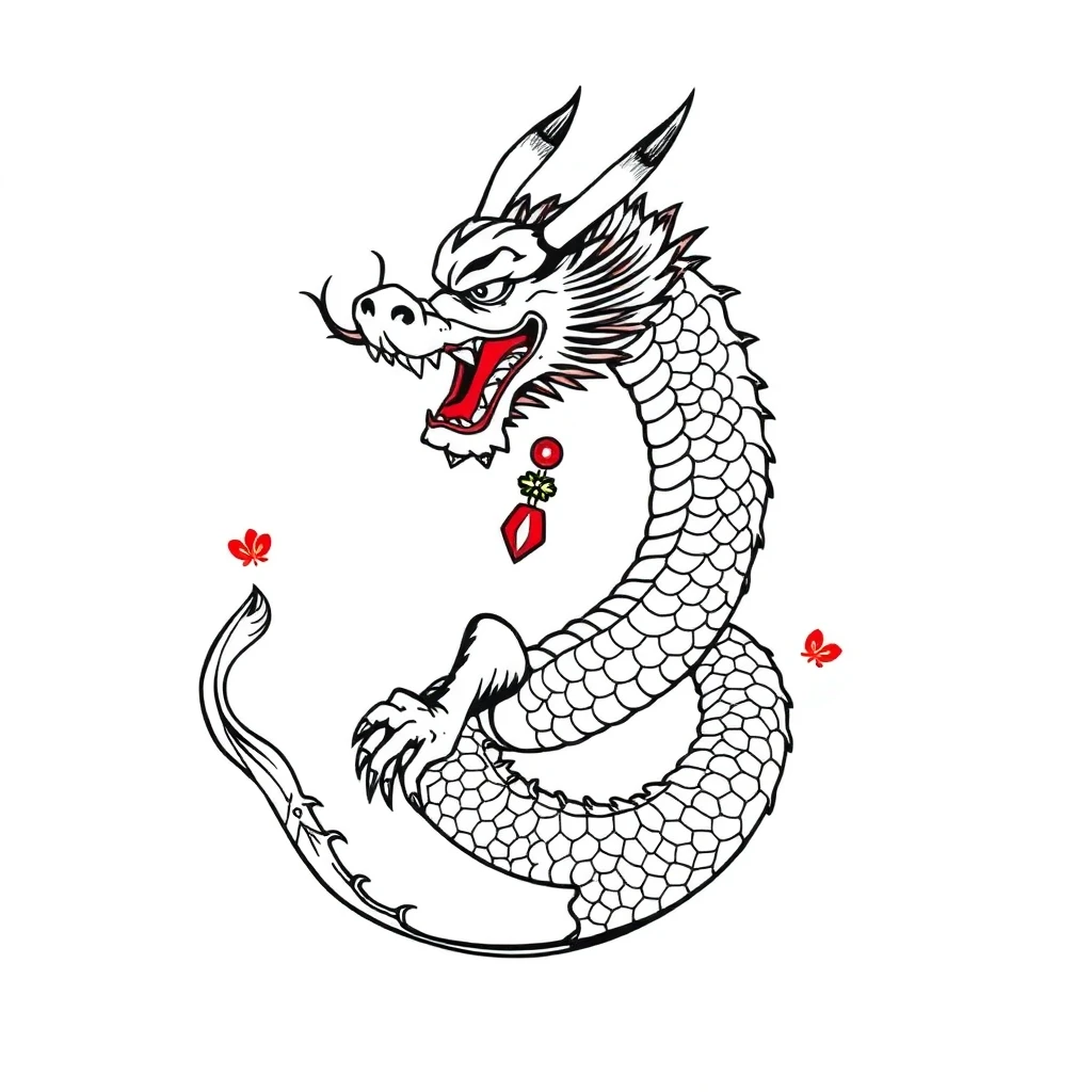Tatouage dragon en style néo-traditionnel, design généré par IA