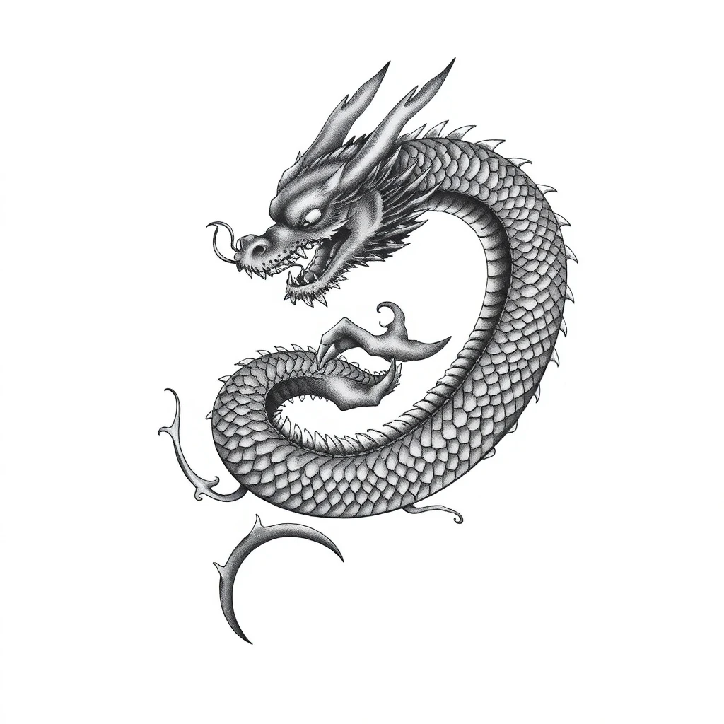 Tatouage dragon en style réaliste, design généré par IA