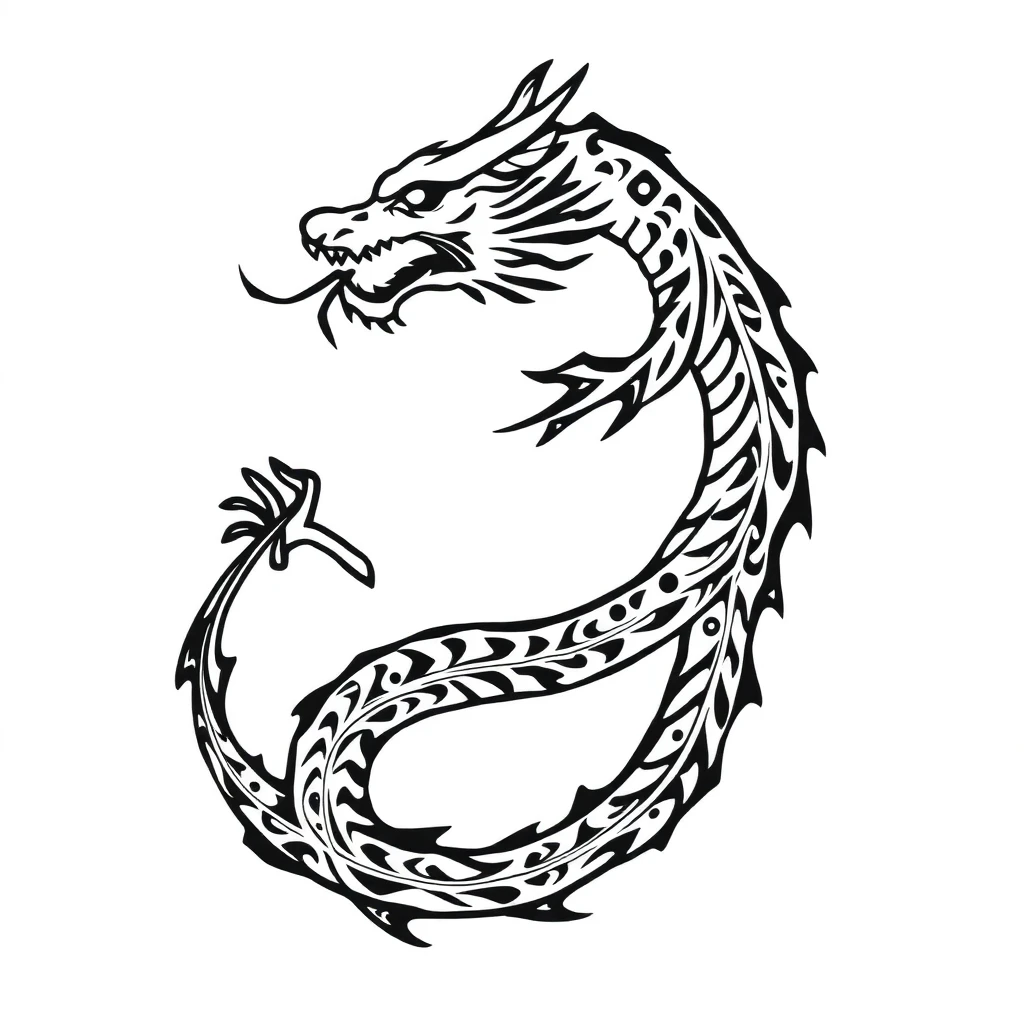 Tatouage dragon en style tribal, design généré par IA