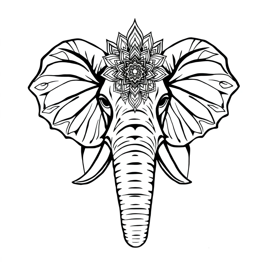 Tatouage éléphant en style abstrait, design généré par IA