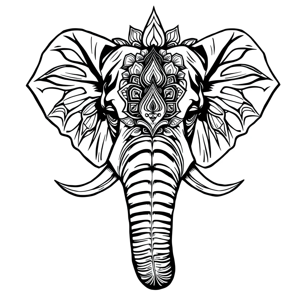 Tatouage elephant en style blackwork