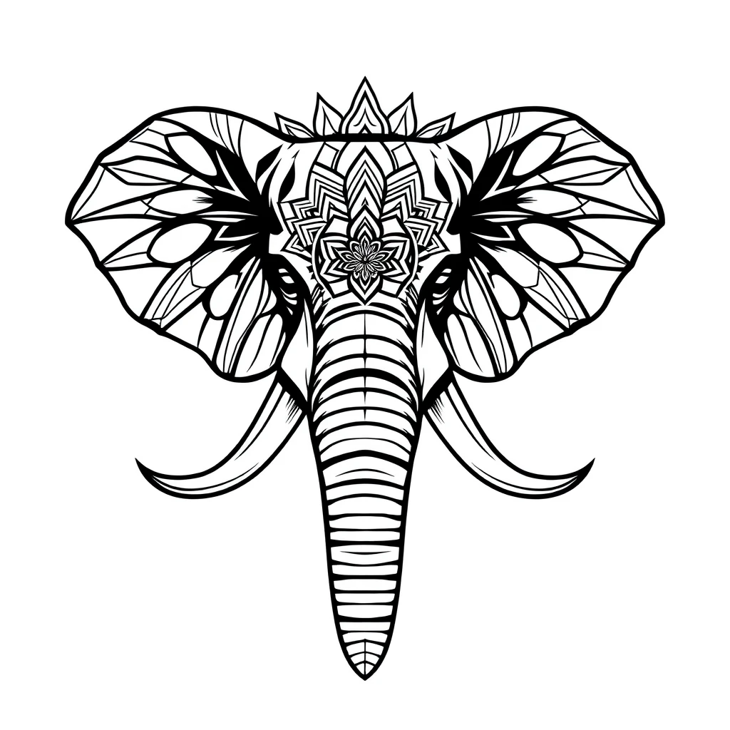 Tatouage elephant en style géométrique