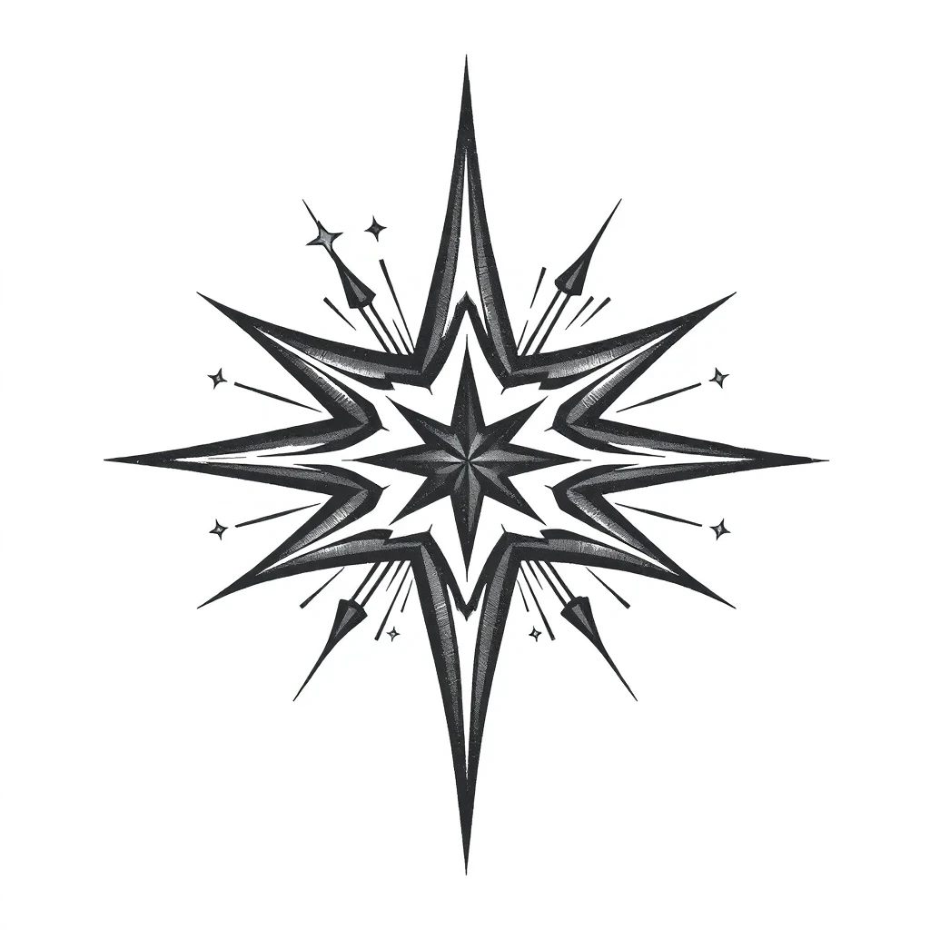 Tatouage étoile en style abstrait, design généré par IA