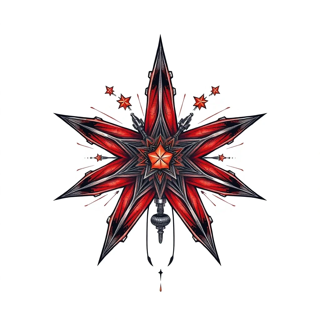 Tatouage étoile en style biomécanique, design généré par IA