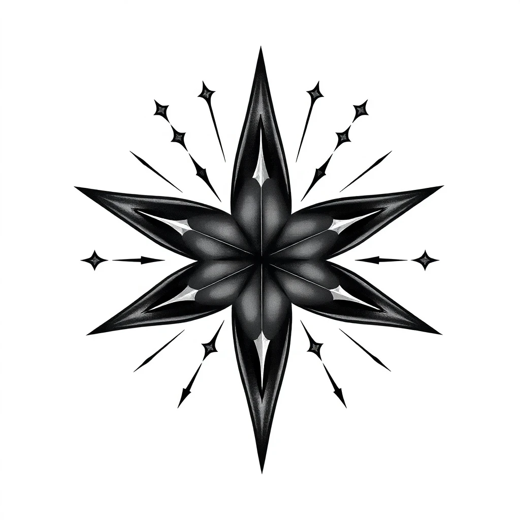 Tatouage étoile en style black and gray, design généré par IA