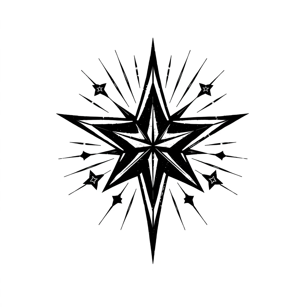 Tatouage etoile en style blackwork