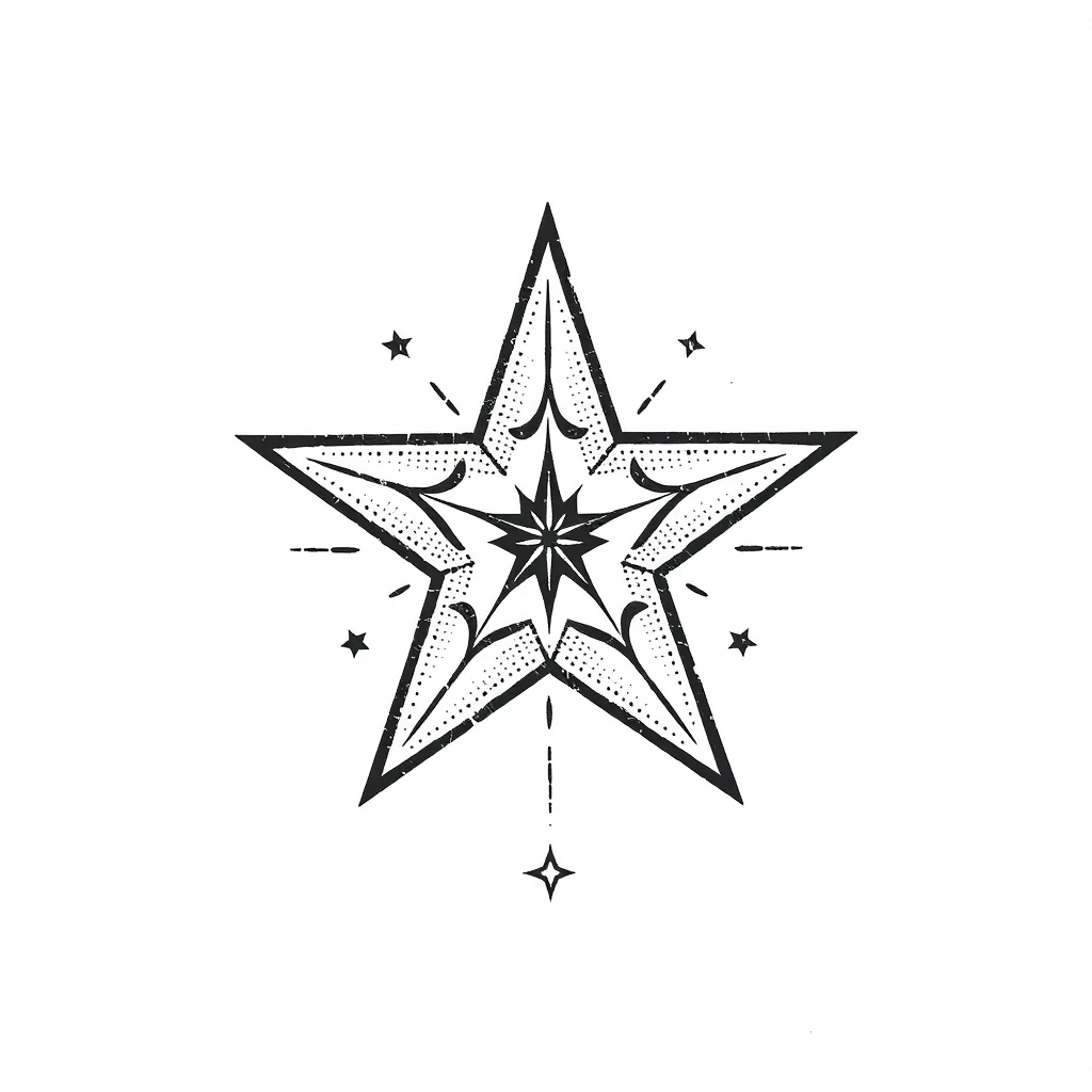 Tatouage etoile en style dotwork