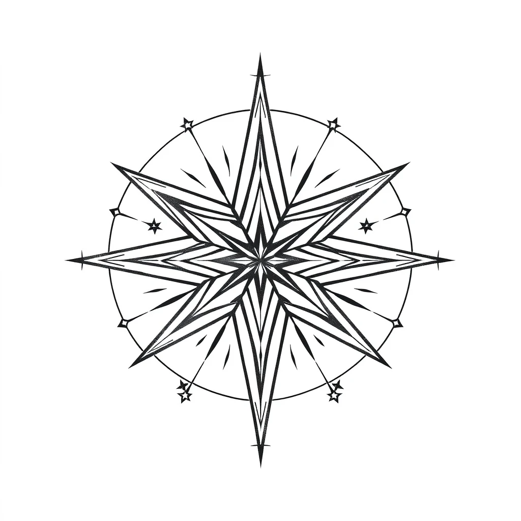 Tatouage etoile en style géométrique