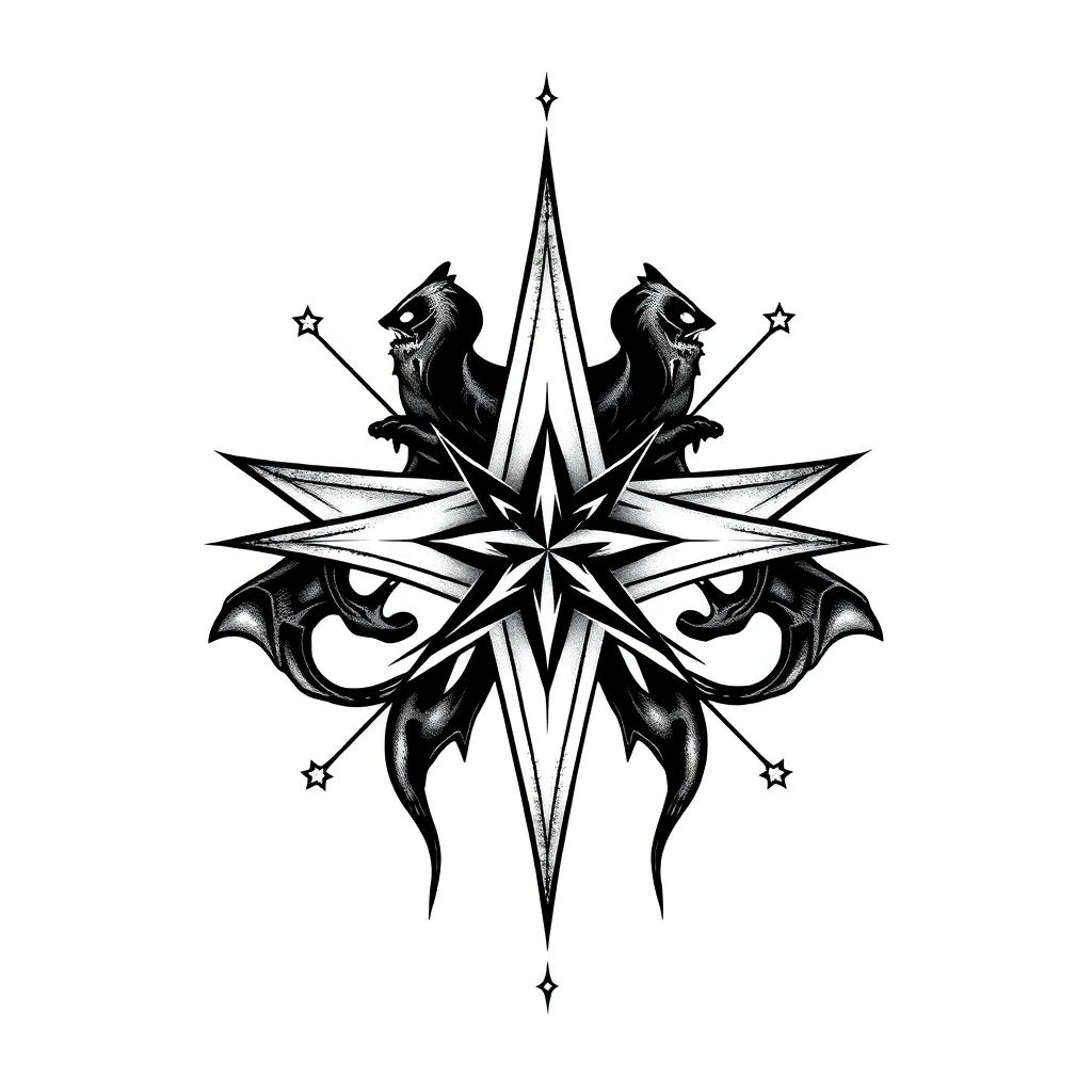 Tatouage étoile en style horror, design généré par IA