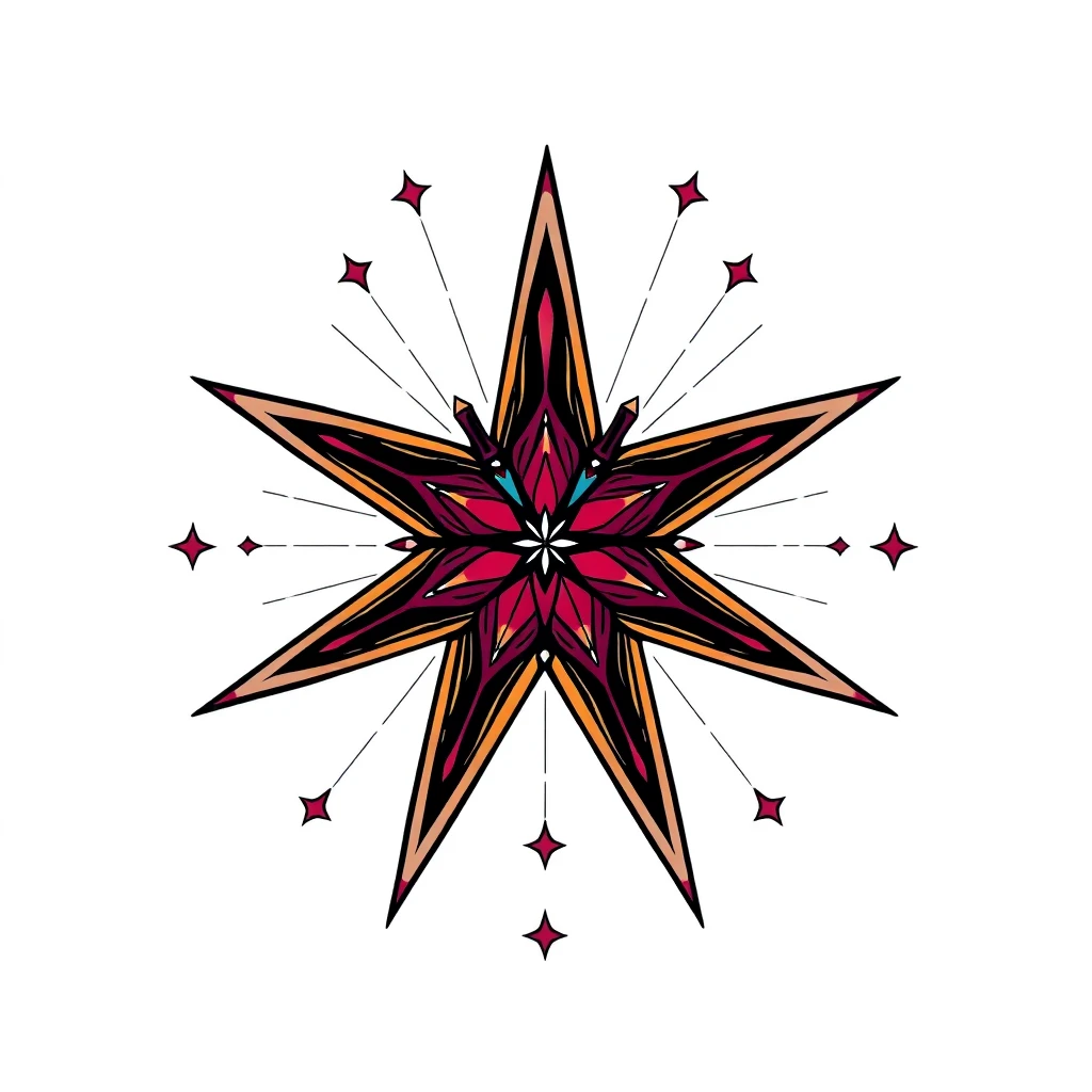 Tatouage étoile polaire en style néo-traditionnel, design généré par IA