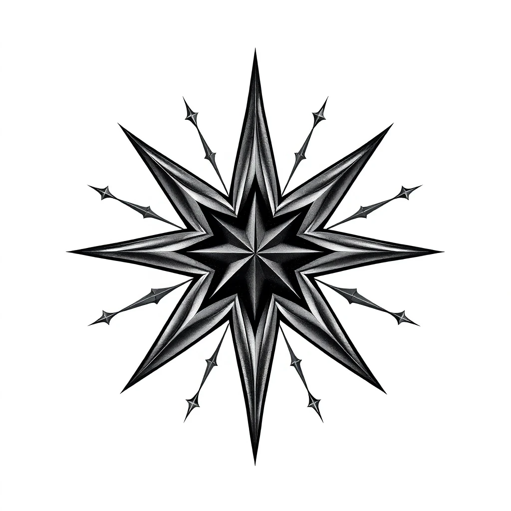Tatouage étoile en style réaliste, design généré par IA