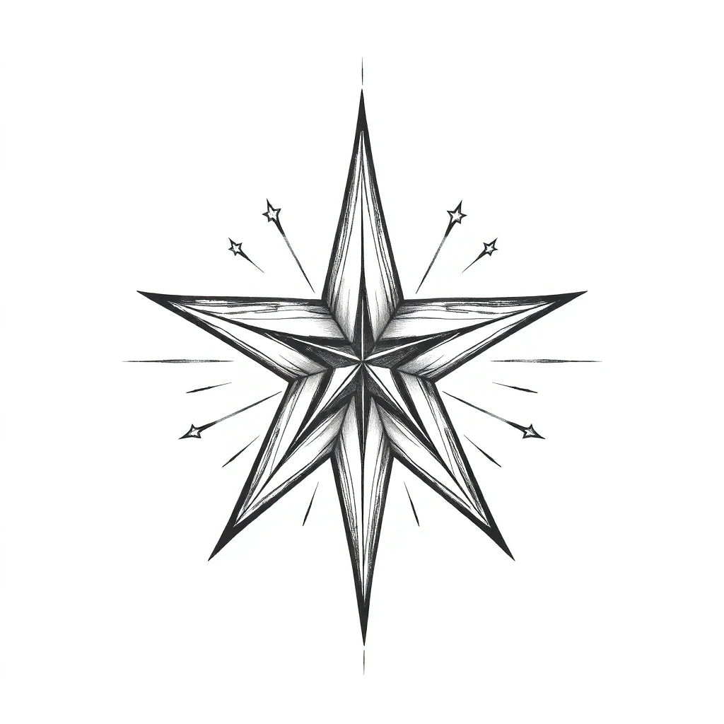 Tatouage étoile en style sketch, design généré par IA
