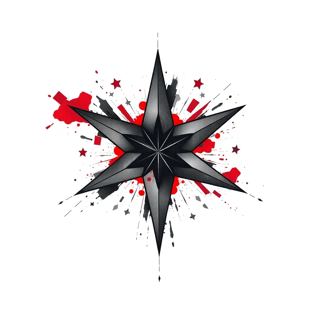 Tatouage étoile en style trash polka, design généré par IA