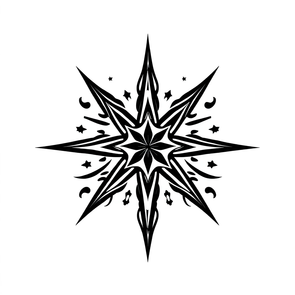 Tatouage étoile polaire en style tribal, design généré par IA
