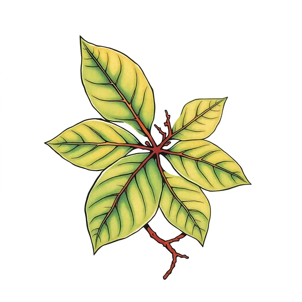 Tatouage feuille en style anime, design généré par IA