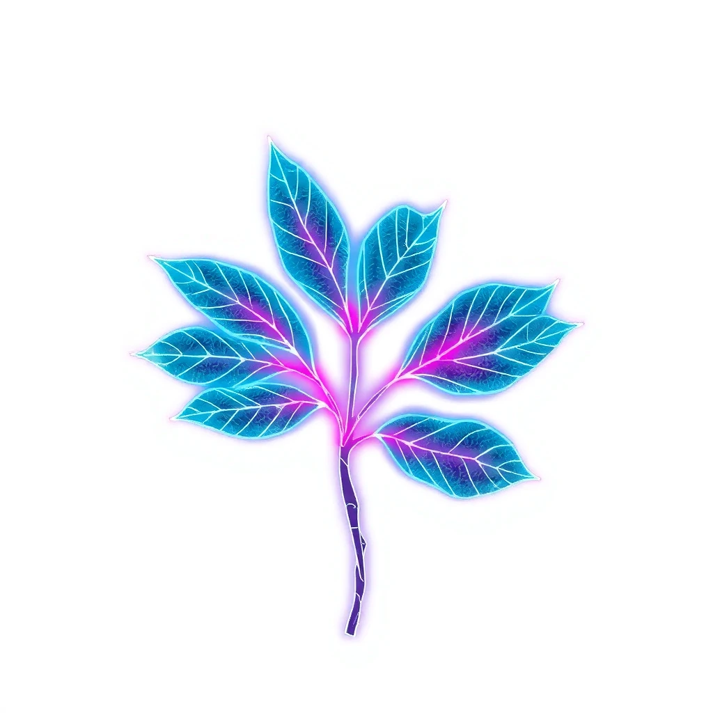 Tatouage feuille en style cyberpunk, design généré par IA