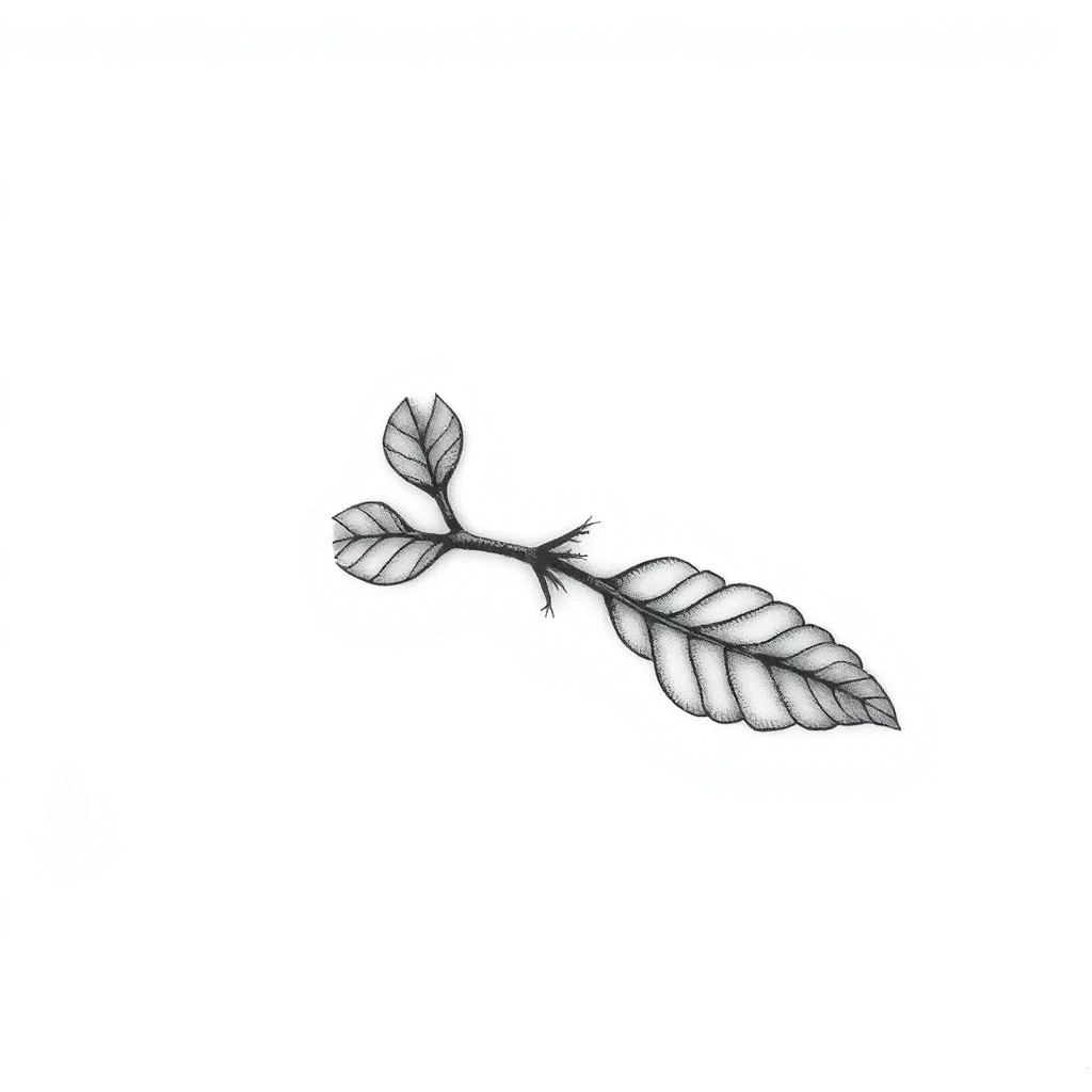 Tatouage feuille en style micro-réalisme, design généré par IA