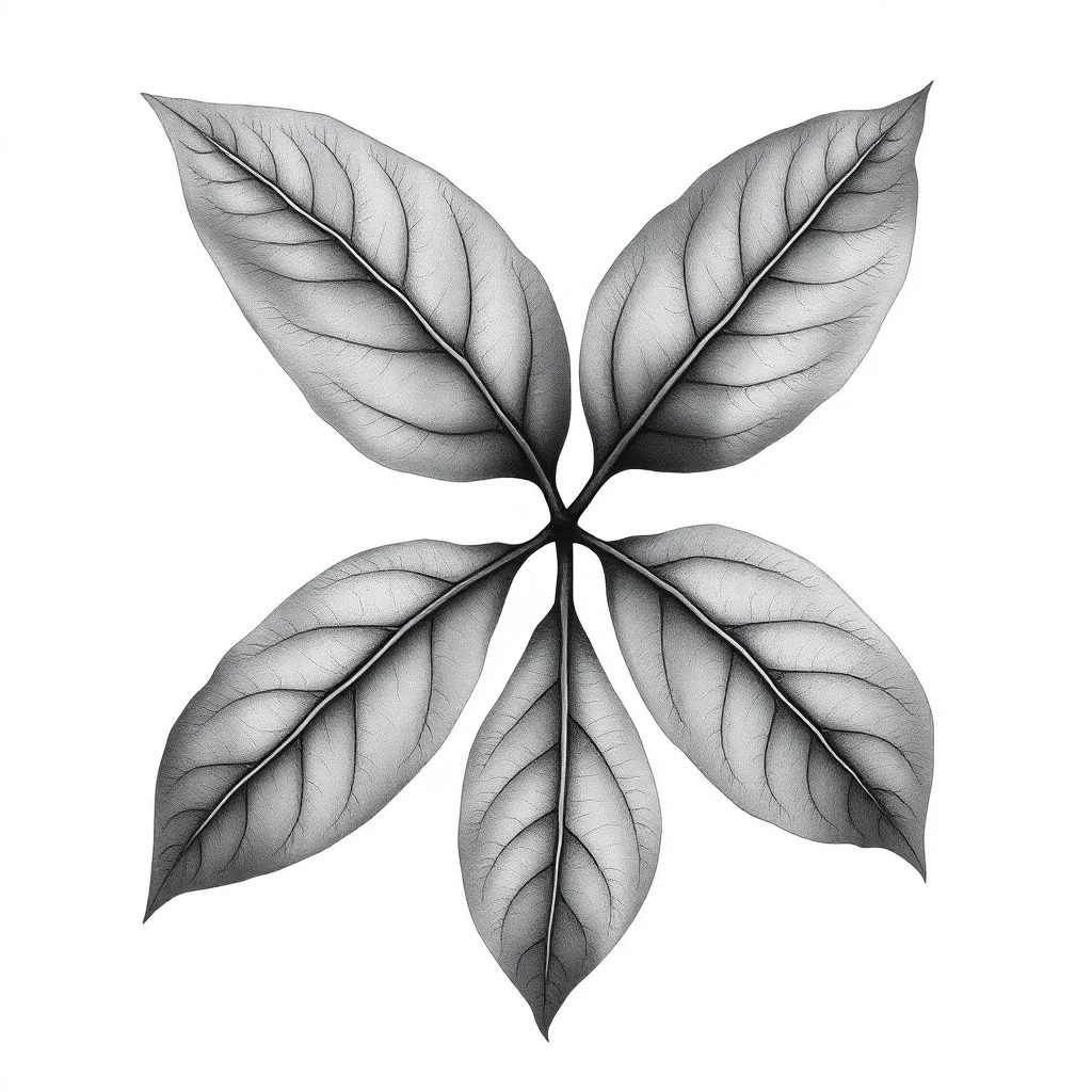 Tatouage feuille en style noir et blanc, design généré par IA