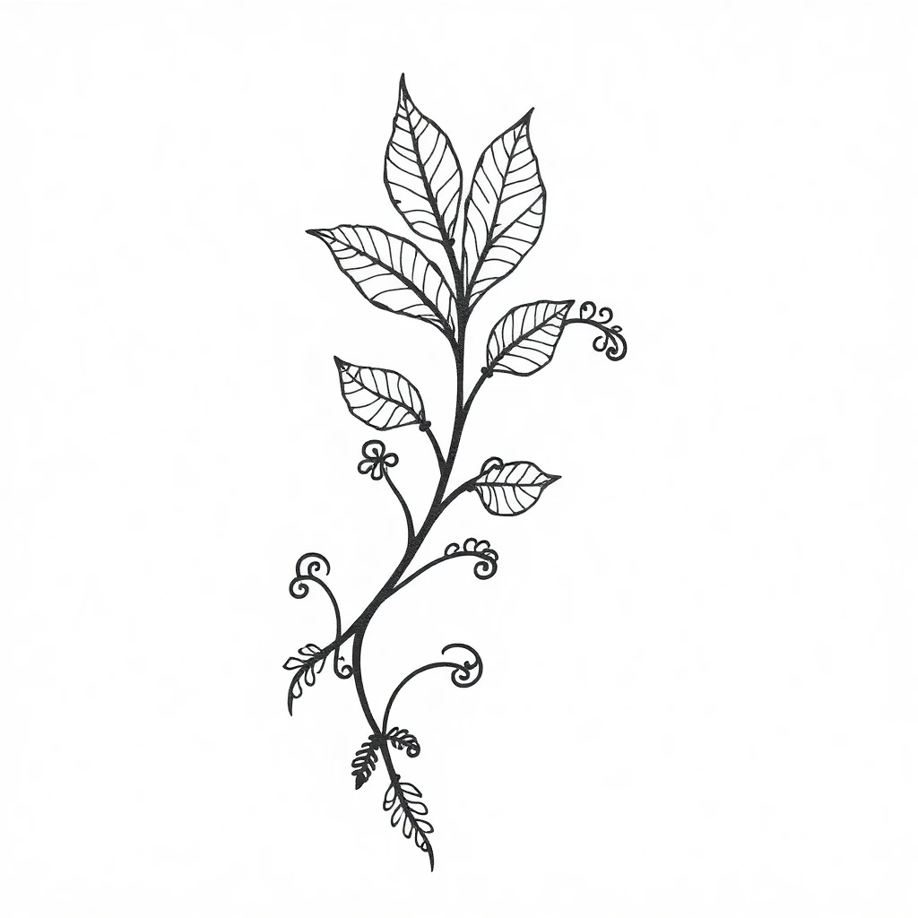 Tatouage feuille en style ornemental, design généré par IA