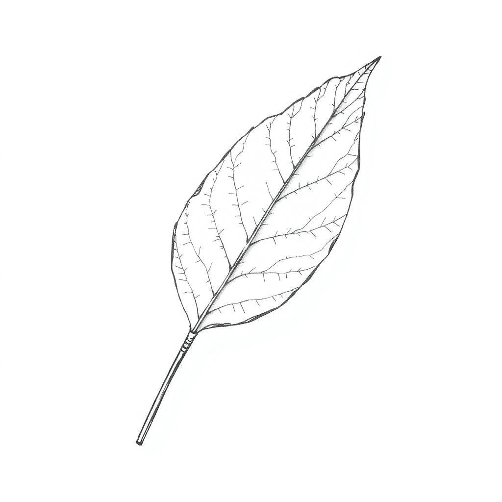 Tatouage feuille en style sketch, design généré par IA