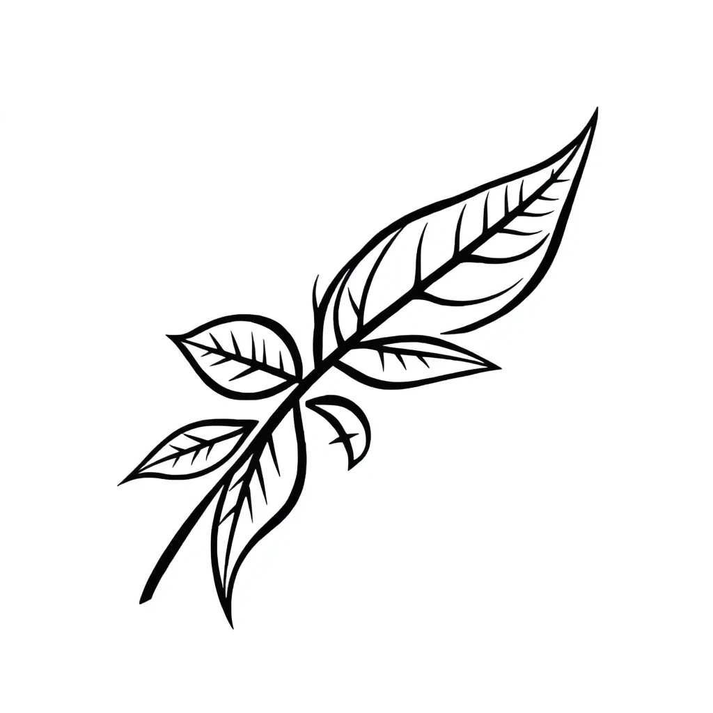 Tatouage feuille en style tribal, design généré par IA