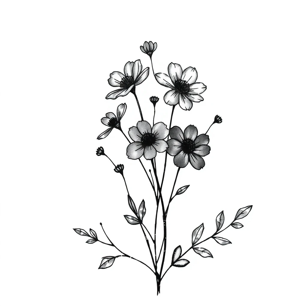 Tatouage fleur en style abstrait, design généré par IA