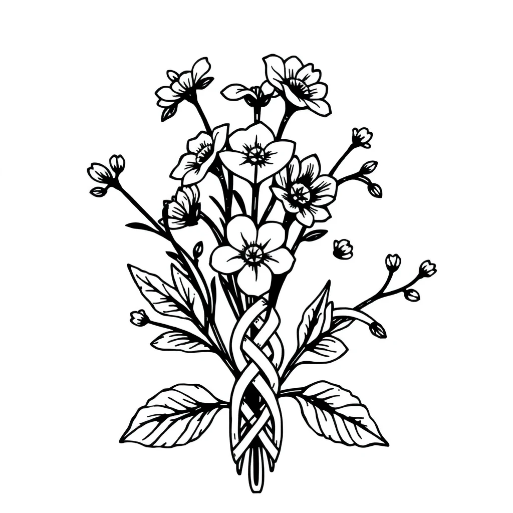Tatouage fleur en style celtique, design généré par IA